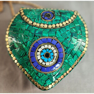 Ramla Handbag‎ NEW! Mosaic Teal Evil Eye Handmade Artsy Boho Maximalist